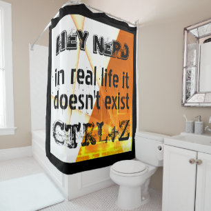 Real life there is no undo, nerd version - orange  shower curtain
