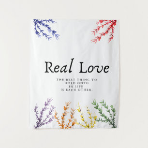 real love text and famous saying wall art tapestry