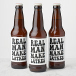 Real Man Make Latkes Funny Groovy Hanukkah  Beer Bottle Label<br><div class="desc">hanukkah, gift, birthday, latkes, dreidel, jewish, jew, groovy, menorah, holiday</div>