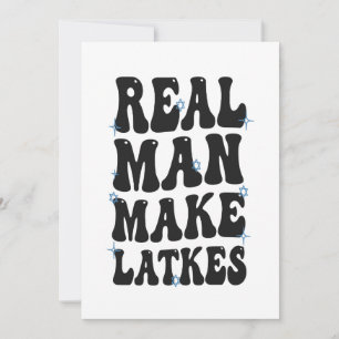 Real Man Make Latkes Funny Groovy Hanukkah Invitation
