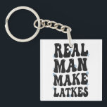 Real Man Make Latkes Funny Groovy Hanukkah  Key Ring<br><div class="desc">hanukkah, gift, birthday, latkes, dreidel, jewish, jew, groovy, menorah, holiday</div>