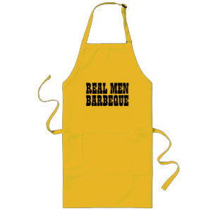 Real Men Barbeque   yellow black BBQ apron for men