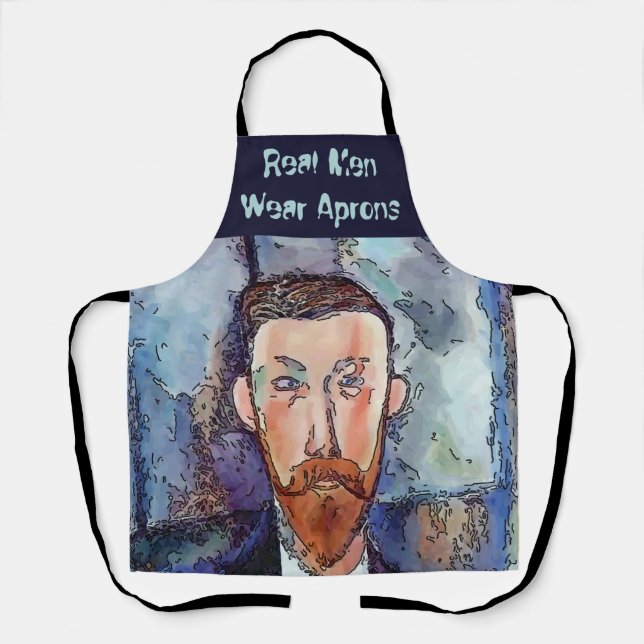 Real Men Cartoon Design add text, Apron (Front)