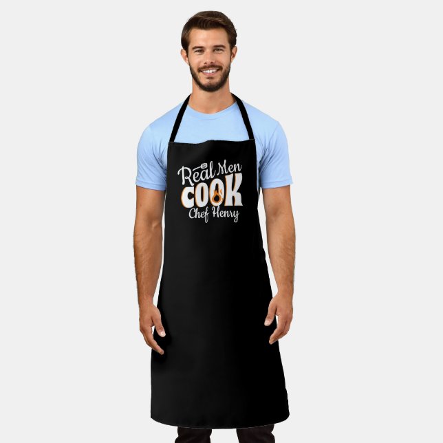 Real Men Cook Black  Apron (Worn)