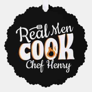 Real Men Cook Black  Tree Decoration Card