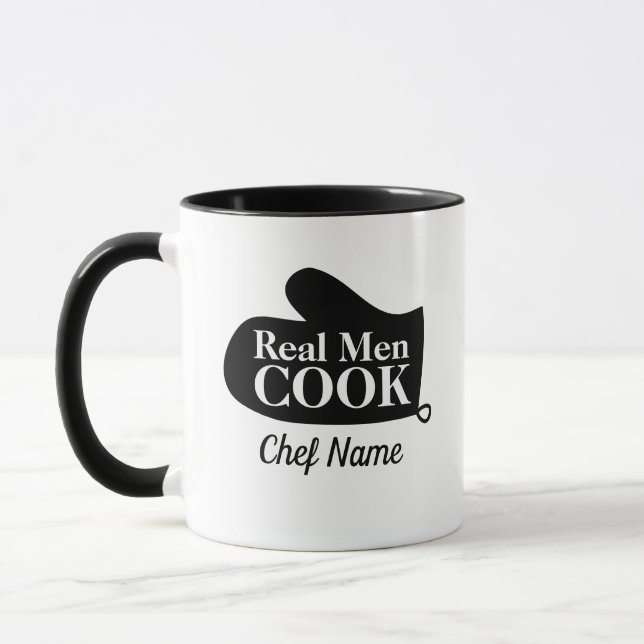 Real men cook funny Father's Day mug gift for dad (Left)