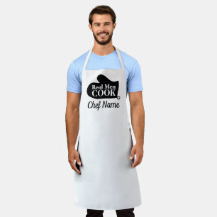 Real men cook funny oven mitt white kitchen BBQ Apron