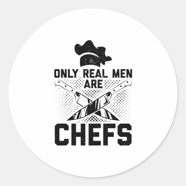 Real Men Cooking | Cook Hobby Chef Food Gift Ideas Classic Round Sticker (Front)