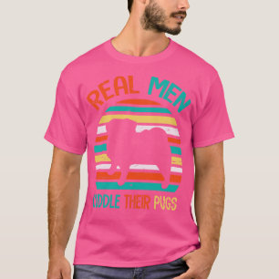 Real Men Cuddle Their Pugs Happy Father July 4th D T-Shirt