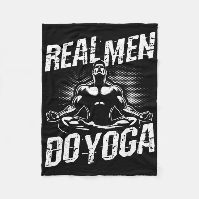 Real Men Do Yoga Funny Yoga Pose  Fleece Blanket (Front)
