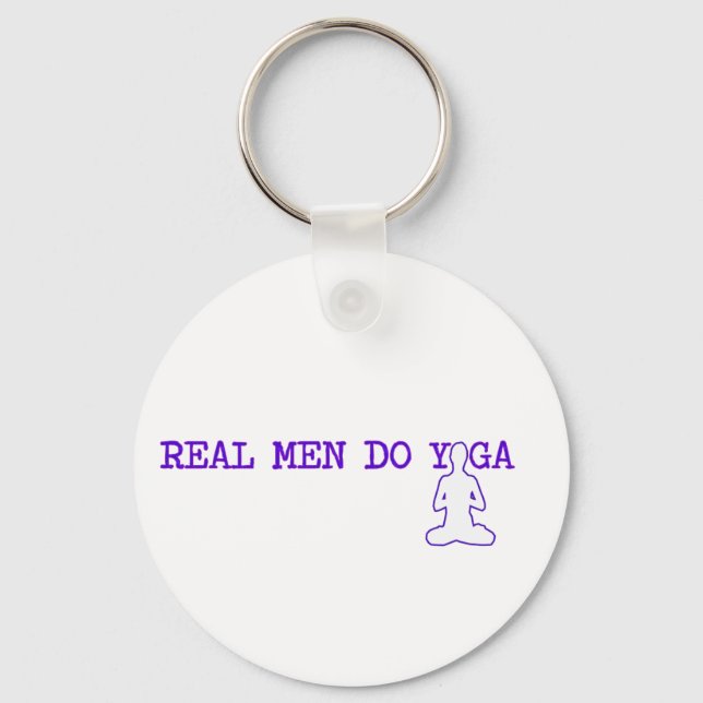 real men do yoga key ring (Front)