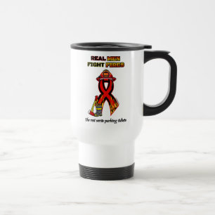 REAL MEN FIGHT FIRES TRAVEL MUG