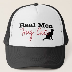 Real Men Hug Cats Kitty Love Funny Animal Lover Trucker Hat