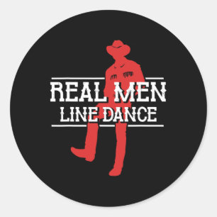 Real Men Line Dance Western Country Dancing Lineda Classic Round Sticker