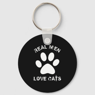 Real Men Love Cats Custom Text Personalised Key Ring