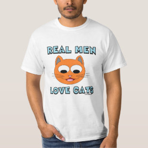 REAL MEN LOVE CATS Cute Smiling Cat Face T-Shirt