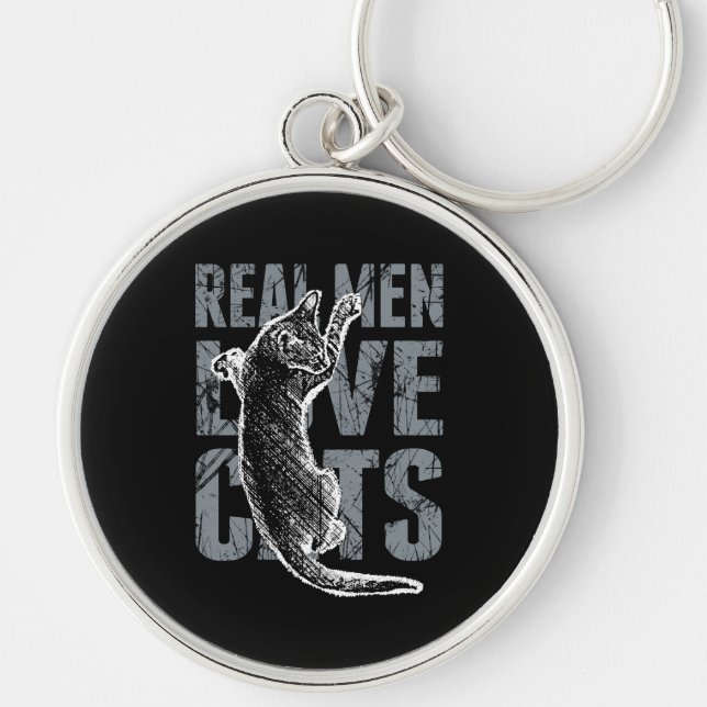 Real Men Love Cats Decor Key Ring (Front)