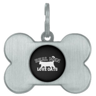 Real Men Love Cats Decor Pet Name Tag