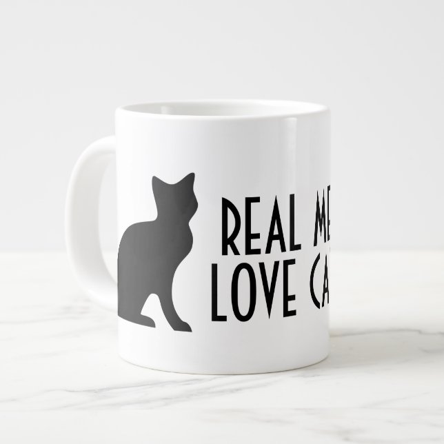 Real men love cats funny large jumbo size large coffee mug (Front Left)