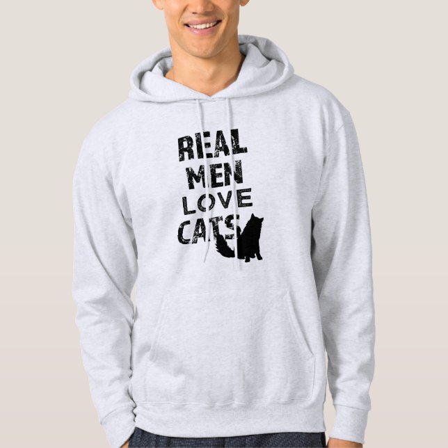 Real Men Love Cats funny men's hoodie (Front)
