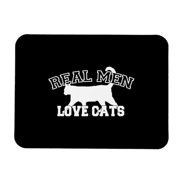 Real Men Love Cats Graphic Design on Black Decor Magnet (Horizontal)