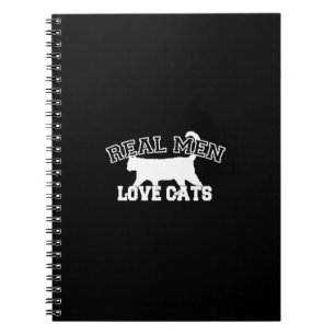 Real Men Love Cats Graphic Design on Black Decor Notebook
