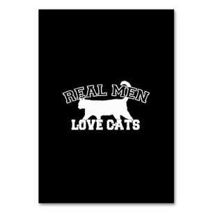 Real Men Love Cats Graphic Design on Black Decor Table Number