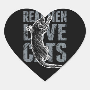 Real Men Love Cats in Distressed Style Heart Sticker
