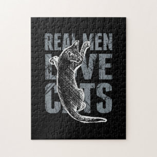 Real Men Love Cats in Distressed Style Jigsaw Puzzle