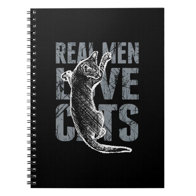 Real Men Love Cats in Distressed Style Notebook (Front)