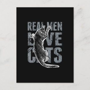 Real Men Love Cats in Distressed Style Postcard