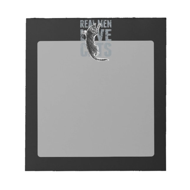 Real Men Love Cats in Grunge Style on Black Notepad (Front)