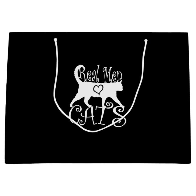 Real Men Love Cats Jazzy Style Large Gift Bag (Front)