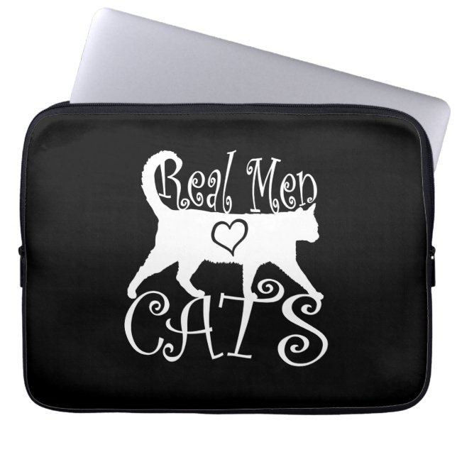 Real Men Love Cats on Black Laptop Sleeve (Front)