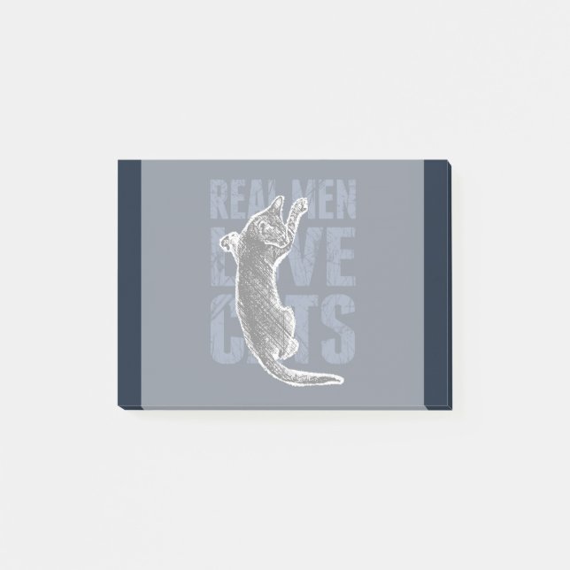 Real Men Love Cats on blue steel Post-it Notes (Front)