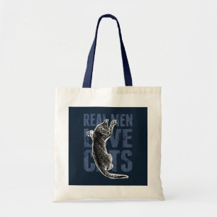 Real Men Love Cats on blue steel Tote Bag