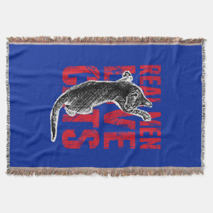 Real Men Love Cats on Blue Throw Blanket