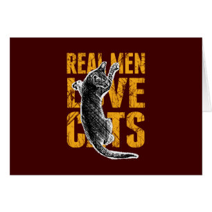 Real Men Love Cats on burgundy red