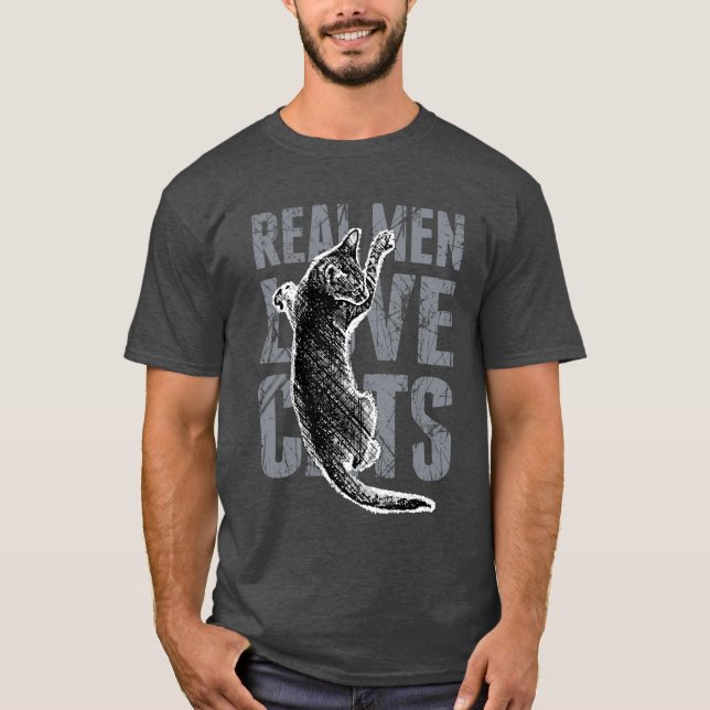 Real Men Love Cats Scratchy Style T-Shirt (Front)