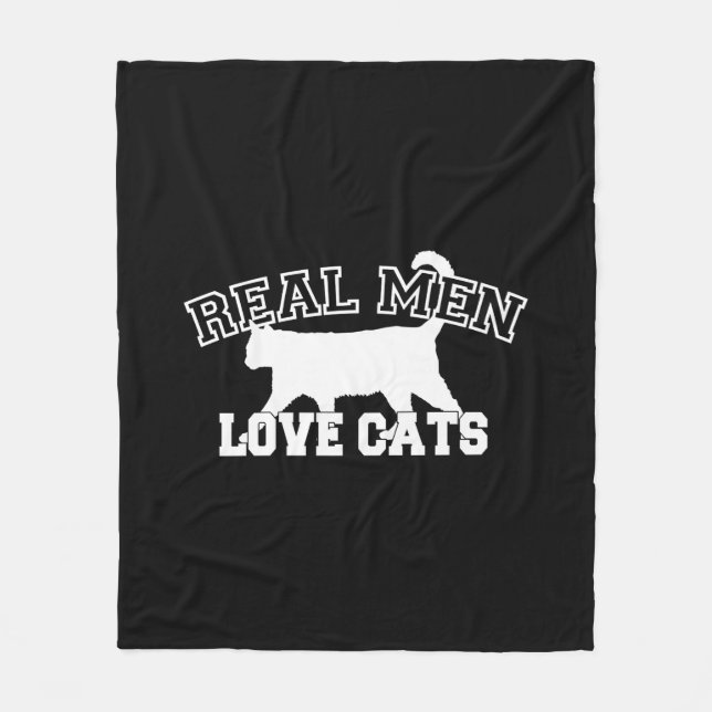 Real Men Love Cats Statement Fleece Blanket (Front)
