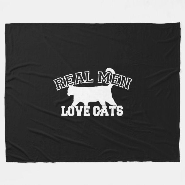 Real Men Love Cats Statement Fleece Blanket (Front (Horizontal))
