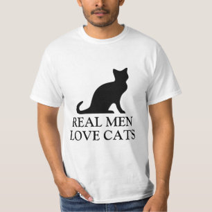 Real men love cats t shirt   Black and white kitty