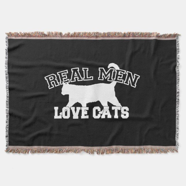 Real Men Love Cats This one is white Throw Blanket (Front)