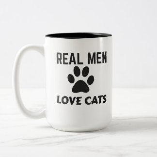 REAL MEN LOVE CATS Two-Tone COFFEE MUG