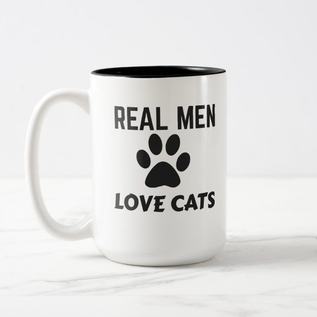 REAL MEN LOVE CATS Two-Tone COFFEE MUG (Left)