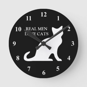 Real men love cats wall clock