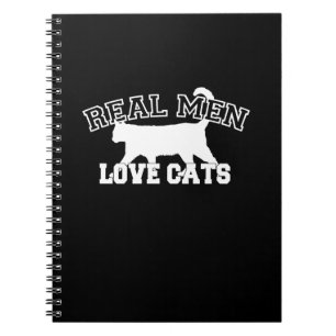 Real Men Love Cats White Silhouette Notebook