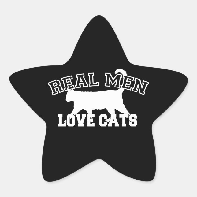 Real Men Love Cats White Silhouette Star Sticker (Front)