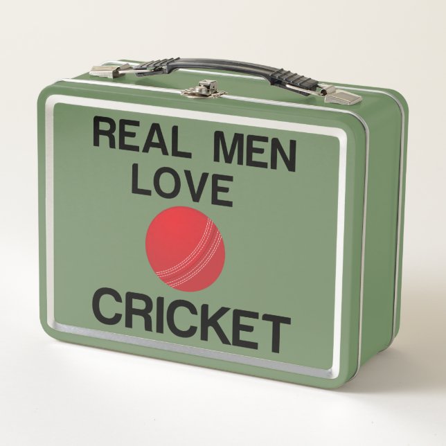 REAL MEN LOVE CRICKET METAL LUNCH BOX (Front)