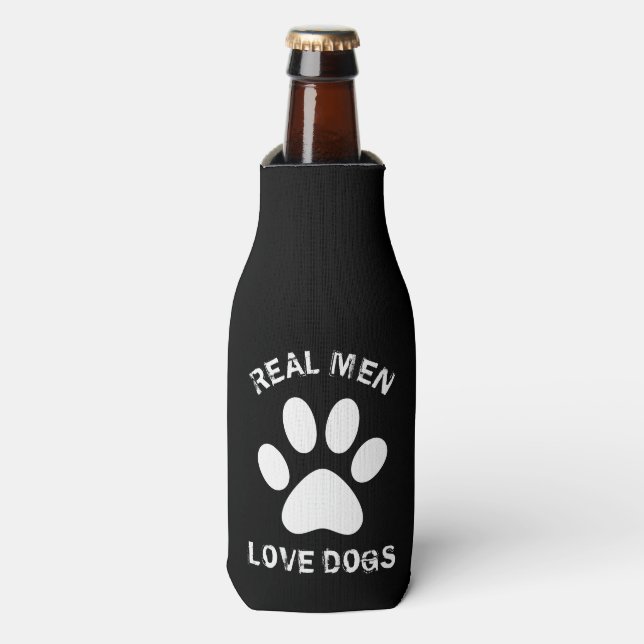 Real Men Love Dogs Custom Text Personalised Bottle Cooler (Bottle Front)